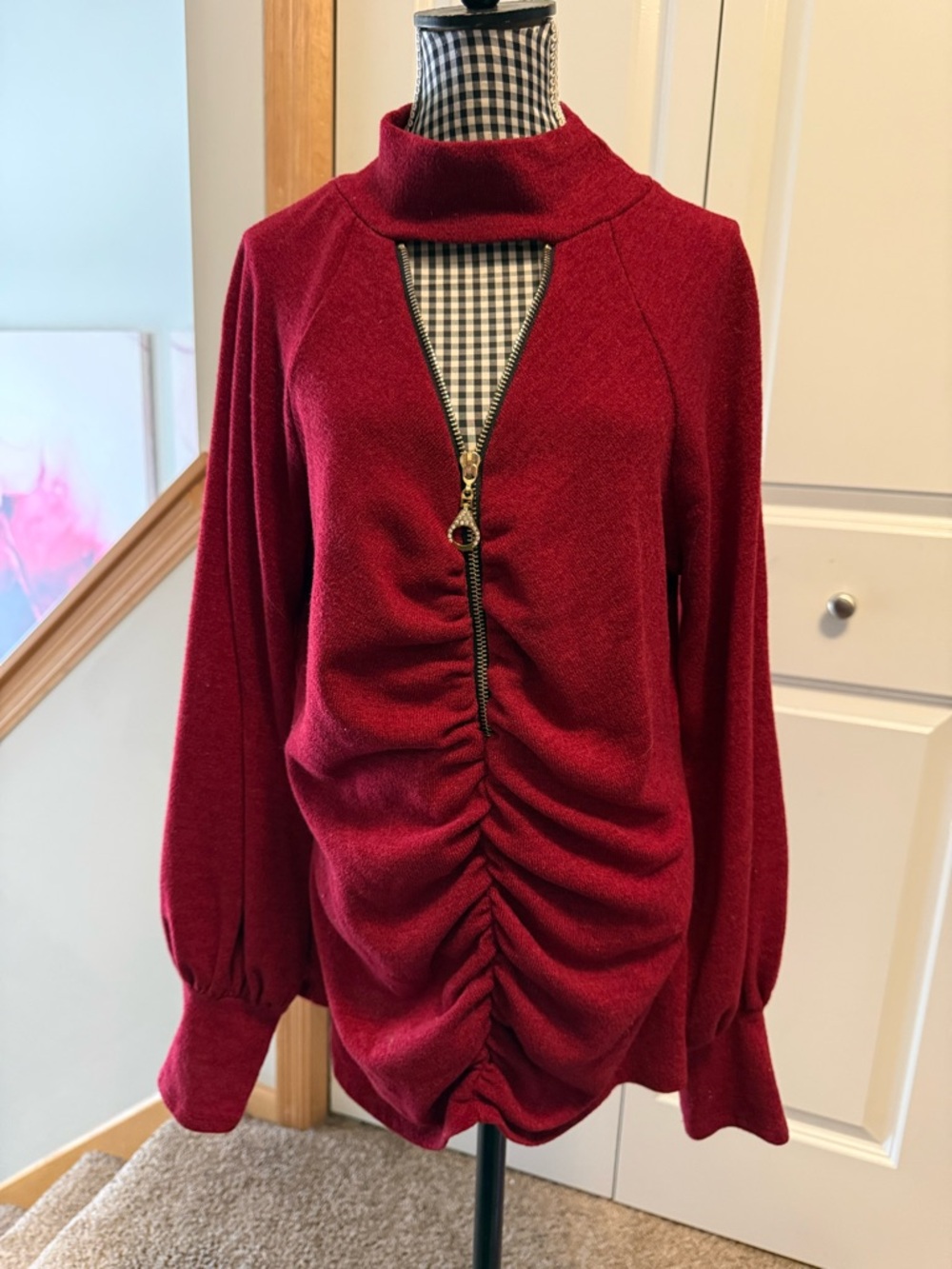 VENUS Red Knit Top with Branded Neck Label